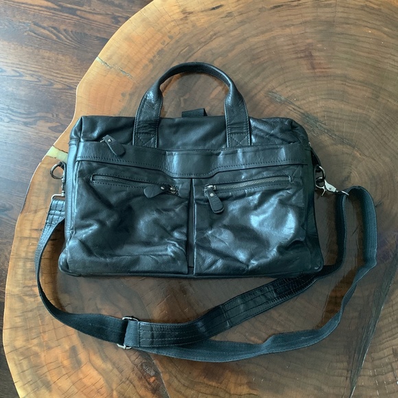 Soft Black Leather Messenger Bag - Picture 14 of 16